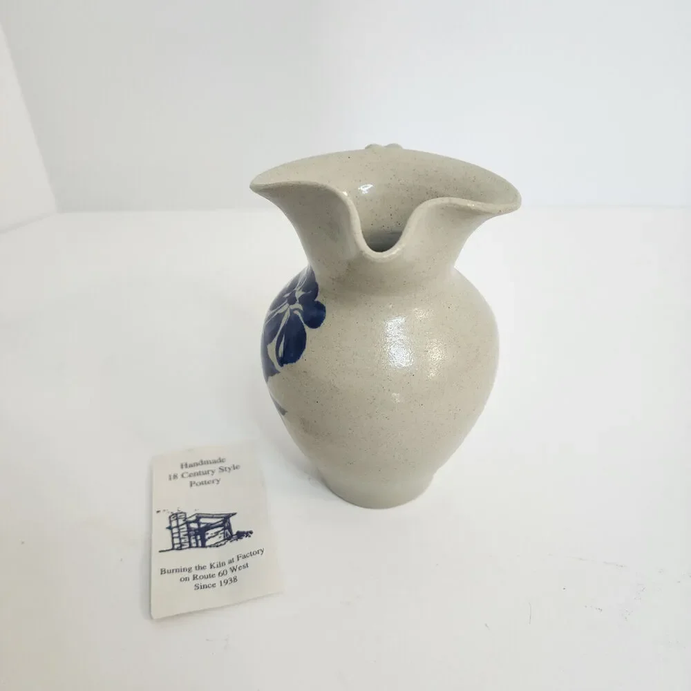 Williamsburg Pottery Factory Small Salt Glaze Stoneware Pitcher‎ with Flower